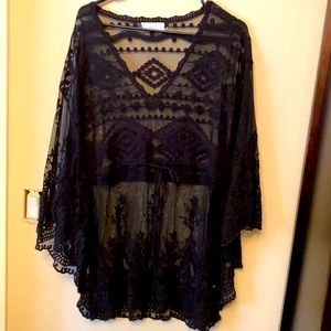 Black lace swimsuit coverup